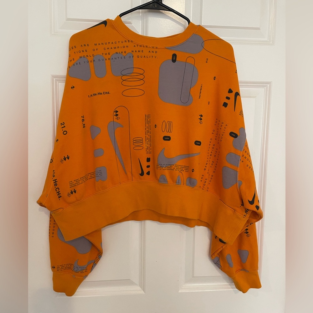 Nike Orange and Gray Women's Crew Neck Sweater